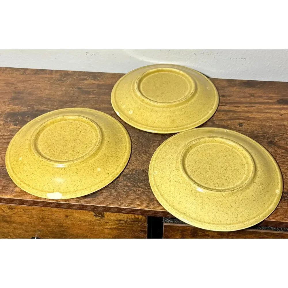 Vintage Homer Laughlin 7.5” Brown Floral Stoneware Salad Plates- Set of 3